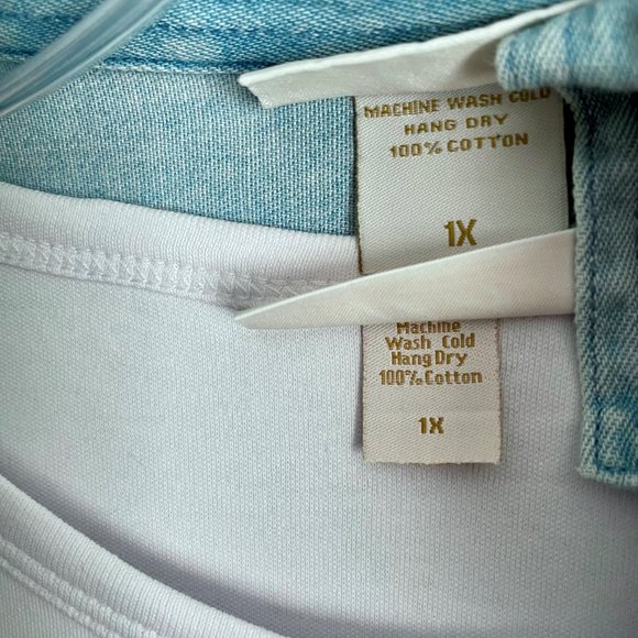 VTG Plus Size Tia Designs Holiday Top/Denim Blouse SET Beaded Embroidered Cat 1X - Picture 15 of 15